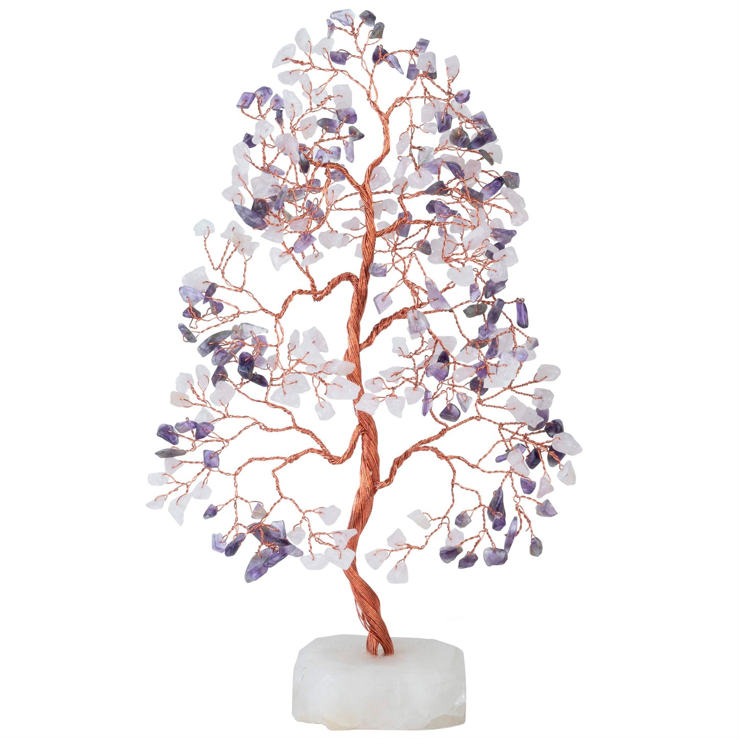 Amethyst & Rose Quartz Crystal Tree of Life (Natural Quartz Base) - TheIndianHand