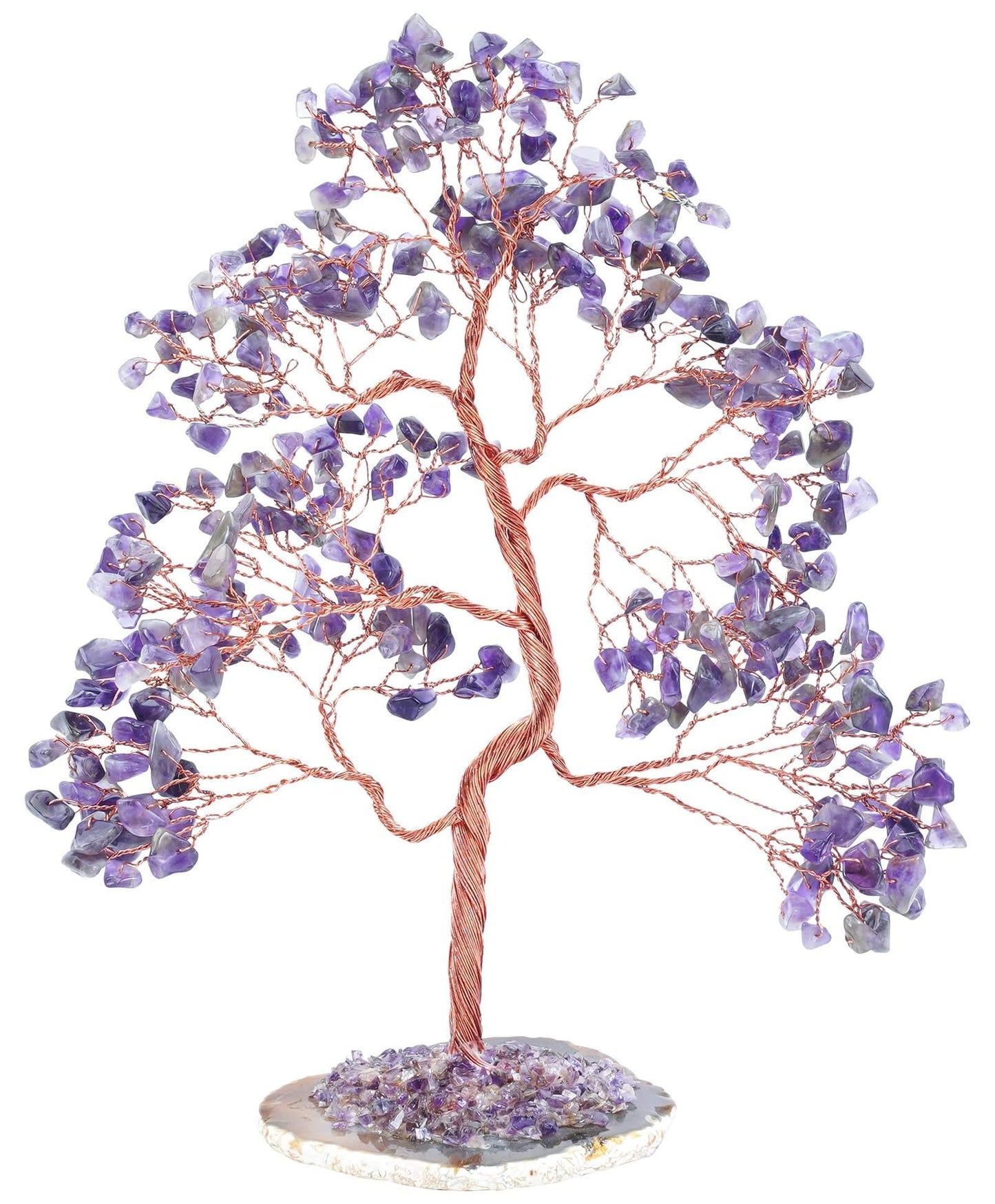 Amethyst Crystal Tree of Life (Geode Agate Slice Base) - TheIndianHand