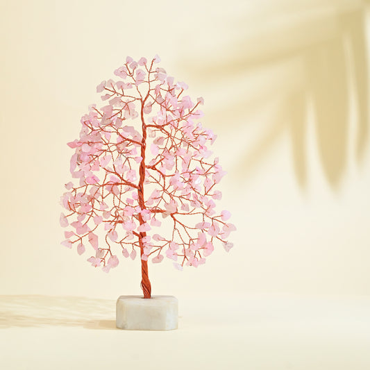 Rose Quartz Crystal Tree of Life (Natural Quartz Base)