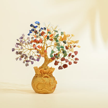 7 Chakra Money Bag Crystal Tree – Corporate Gift, Good Luck Gift for Office Desk & Home Décor