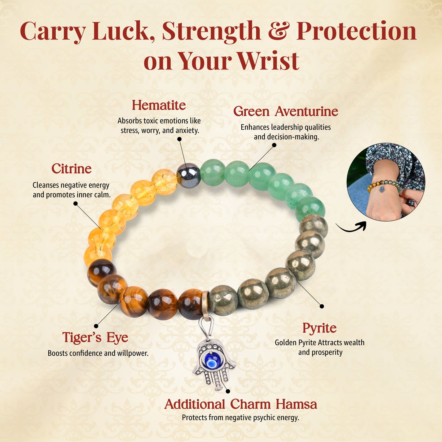 Sampatti & Shuddhi Combo: Money Magnet Bracelet with Selenite Zodiac Disc – Attract Wealth & Align Energy