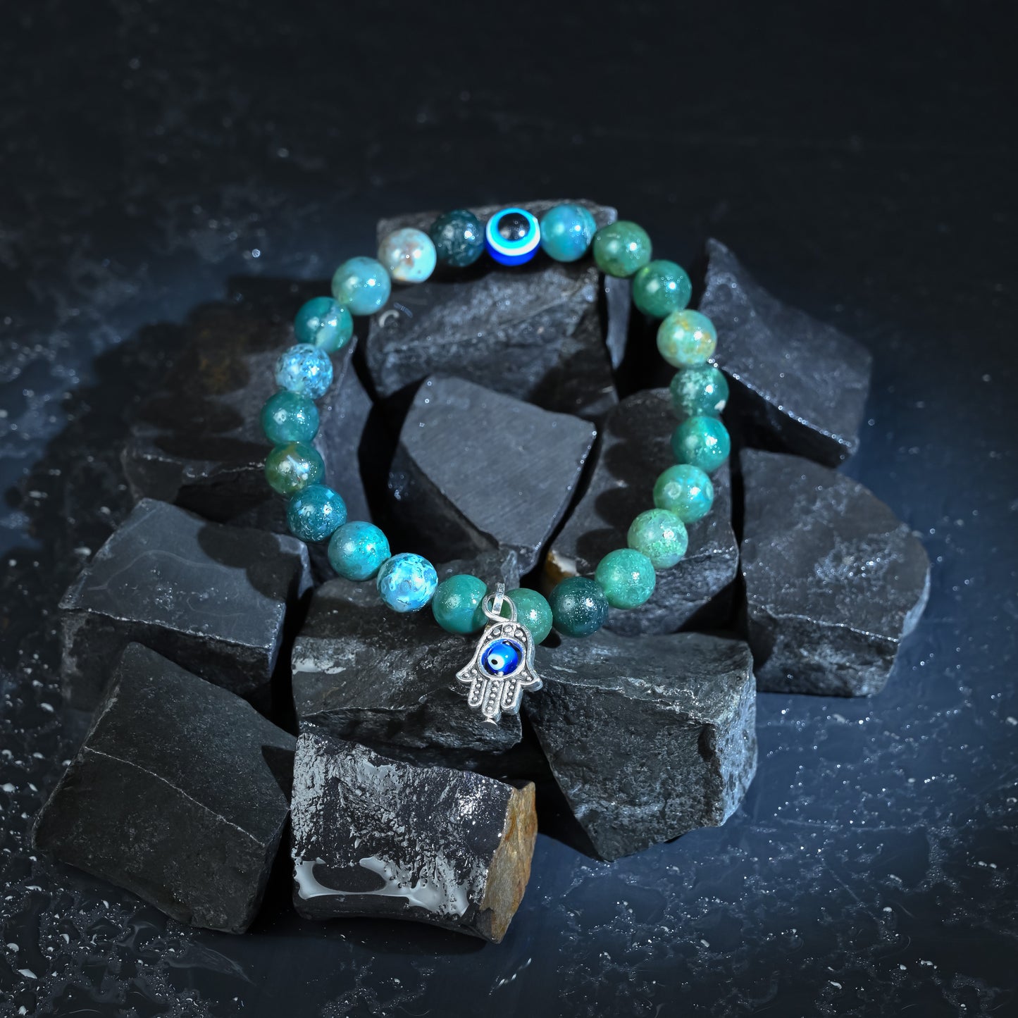 Moss Agate Healing Bracelet – Attract Success, Peace & Emotional Healing