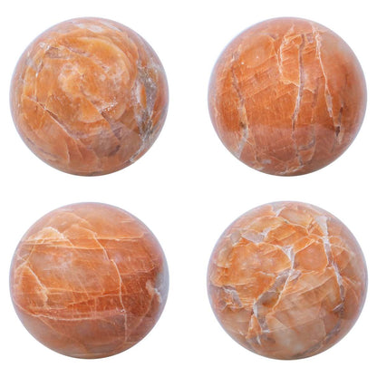 Peach Moonstone Crystal Sphere Ball - Emotionally Soothing - TheIndianHand 