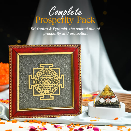 Dhan Varsha Combo – Pyrite Frame & Pyrite Pyramid | Good Luck & Wealth Attraction