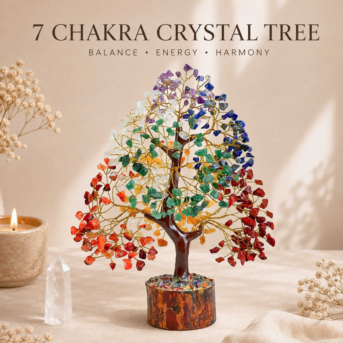 7 Chakra Crystal Tree with Birthday Card