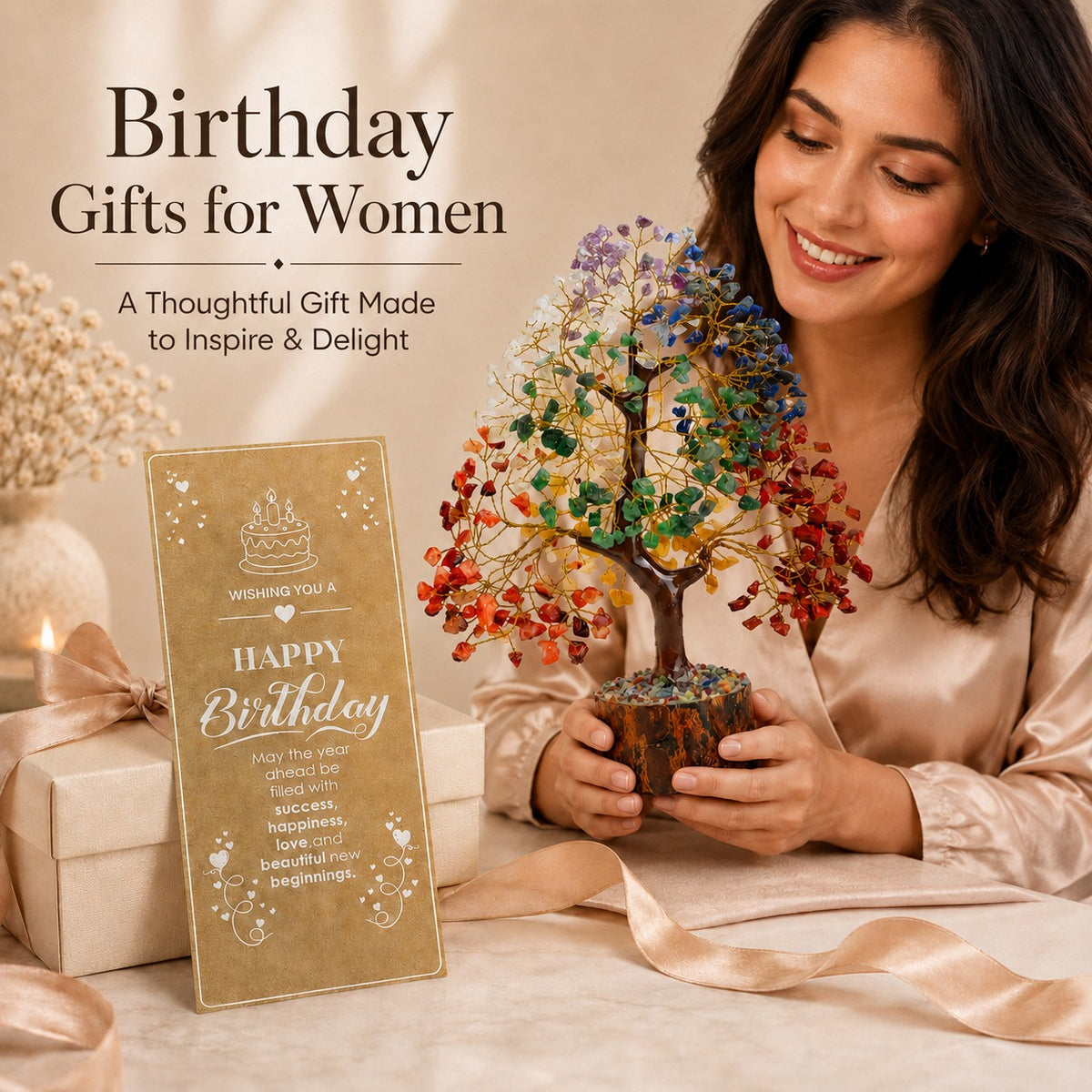 7 Chakra Crystal Tree with Birthday Card
