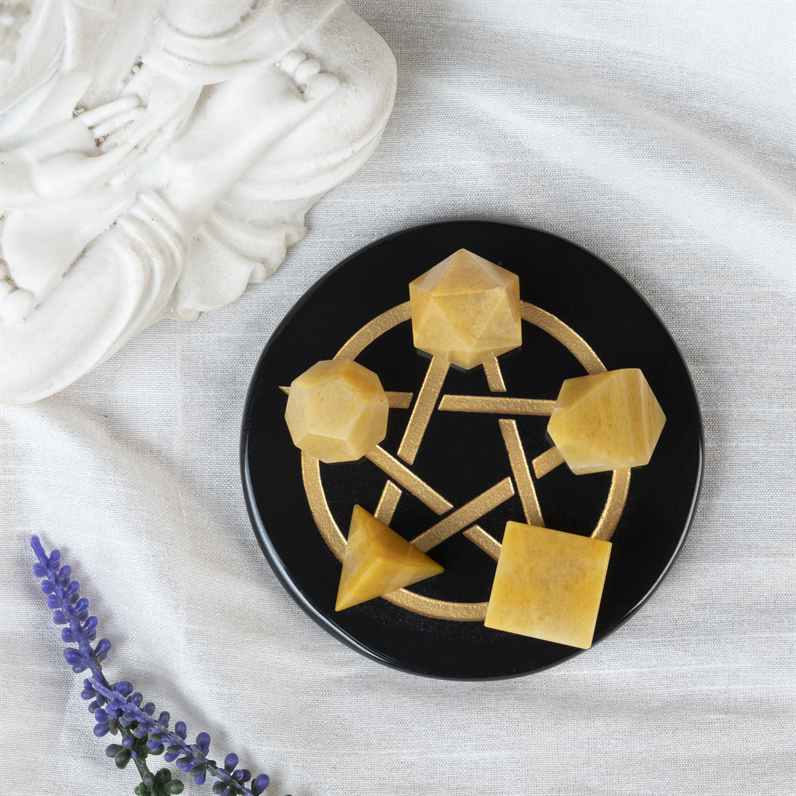 Yellow Aventurine Platonic Solids Crystal Geometry Set (15-20 mm) - TheIndianHand 