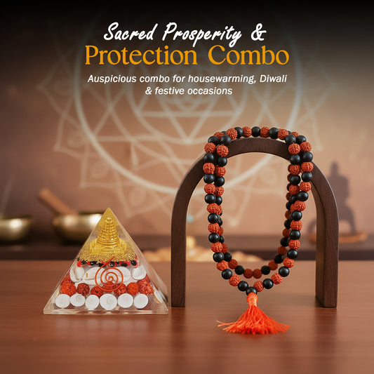 Dhan Vriddhi Combo – Rudraksh Mala & Laxmi Pyramid for Wealth & Prosperity