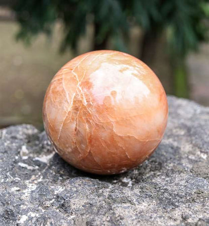 Peach Moonstone Crystal Sphere Ball - Emotionally Soothing - TheIndianHand 