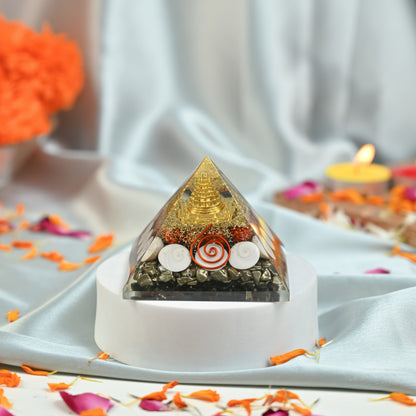 Dhan Varsha Combo – Pyrite Frame & Pyrite Pyramid | Good Luck & Wealth Attraction