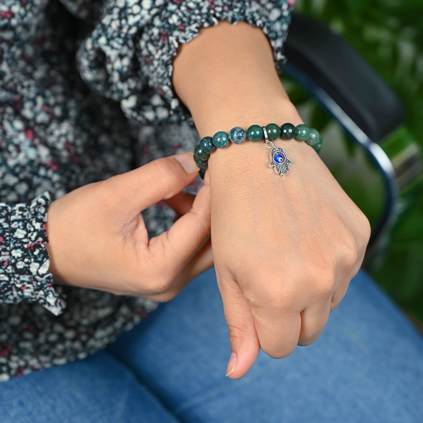 Moss Agate Healing Bracelet – Attract Success, Peace & Emotional Healing