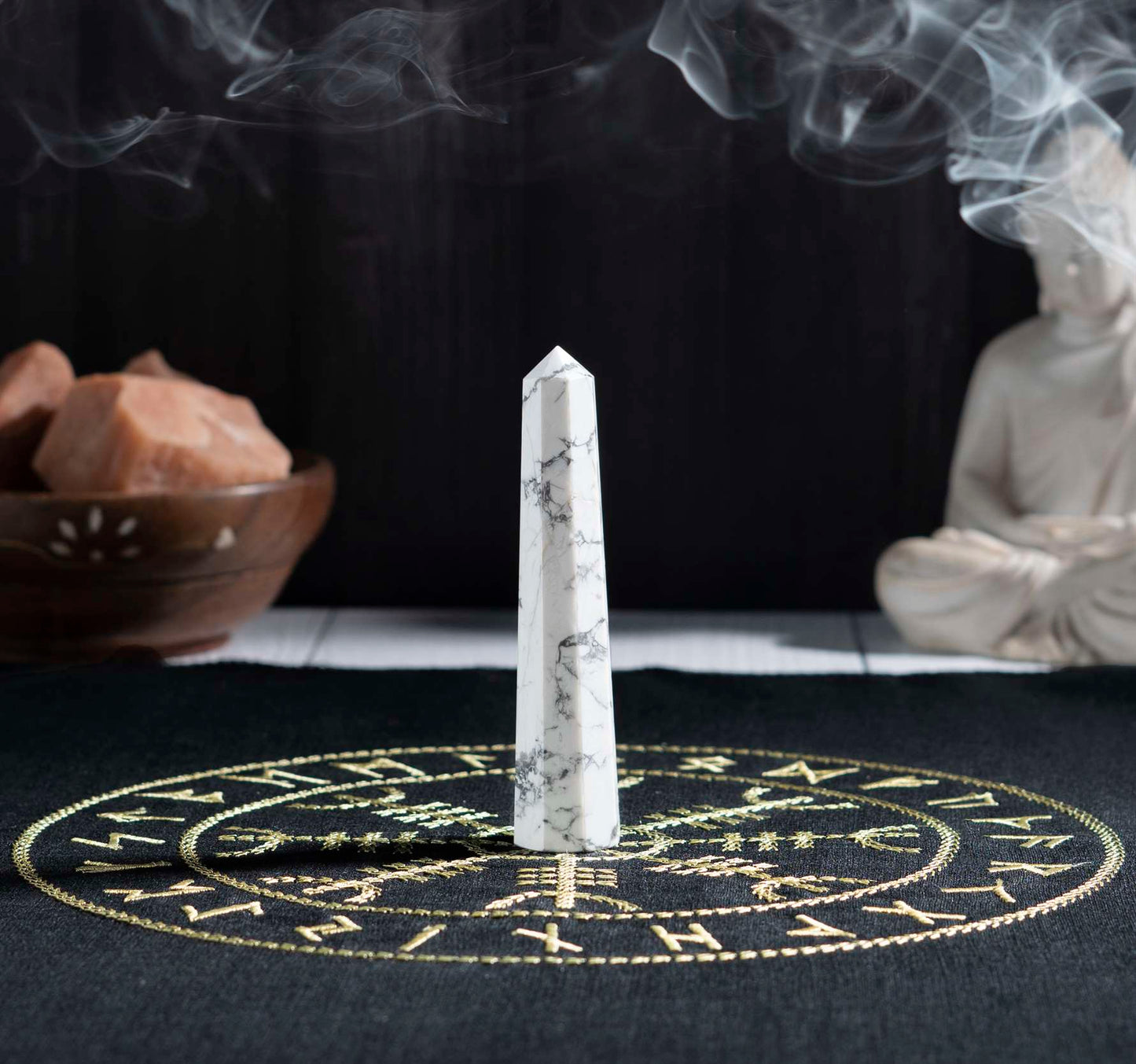 Howlite Healing Crystal Wand - For Manifestation, Massage, and Chakra Alignment - TheIndianHand 