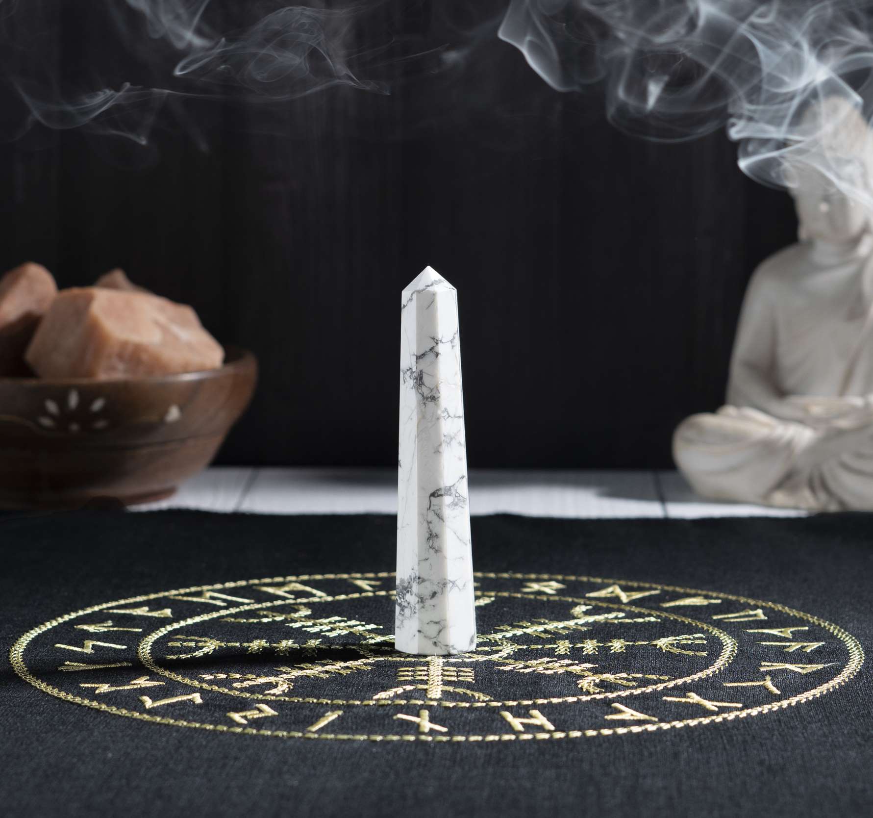 Howlite Healing Crystal Wand - For Manifestation, Massage, and Chakra Alignment - TheIndianHand 