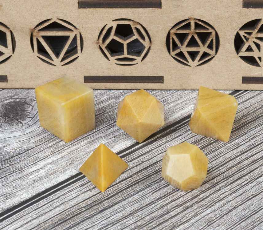 Yellow Aventurine Platonic Solids Crystal Geometry Set (15-20 mm) - TheIndianHand 