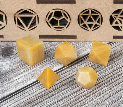 Yellow Aventurine Platonic Solids Crystal Geometry Set (15-20 mm) - TheIndianHand 