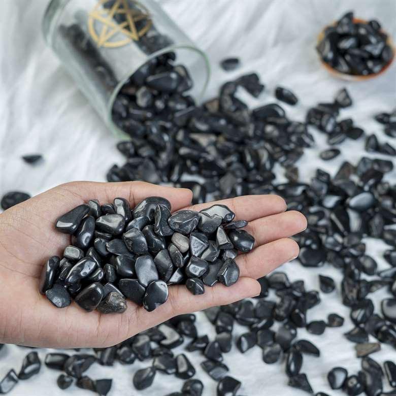 Black Tourmaline Crystal Chips Stone - TheIndianHand 