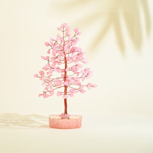 Rose Quartz Crystal Tree of Life – for Love, Peace & Elegant Home Office Showpiece