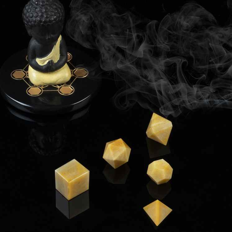 Yellow Aventurine Platonic Solids Crystal Geometry Set (15-20 mm) - TheIndianHand 