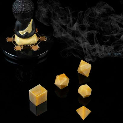 Yellow Aventurine Platonic Solids Crystal Geometry Set (15-20 mm) - TheIndianHand 
