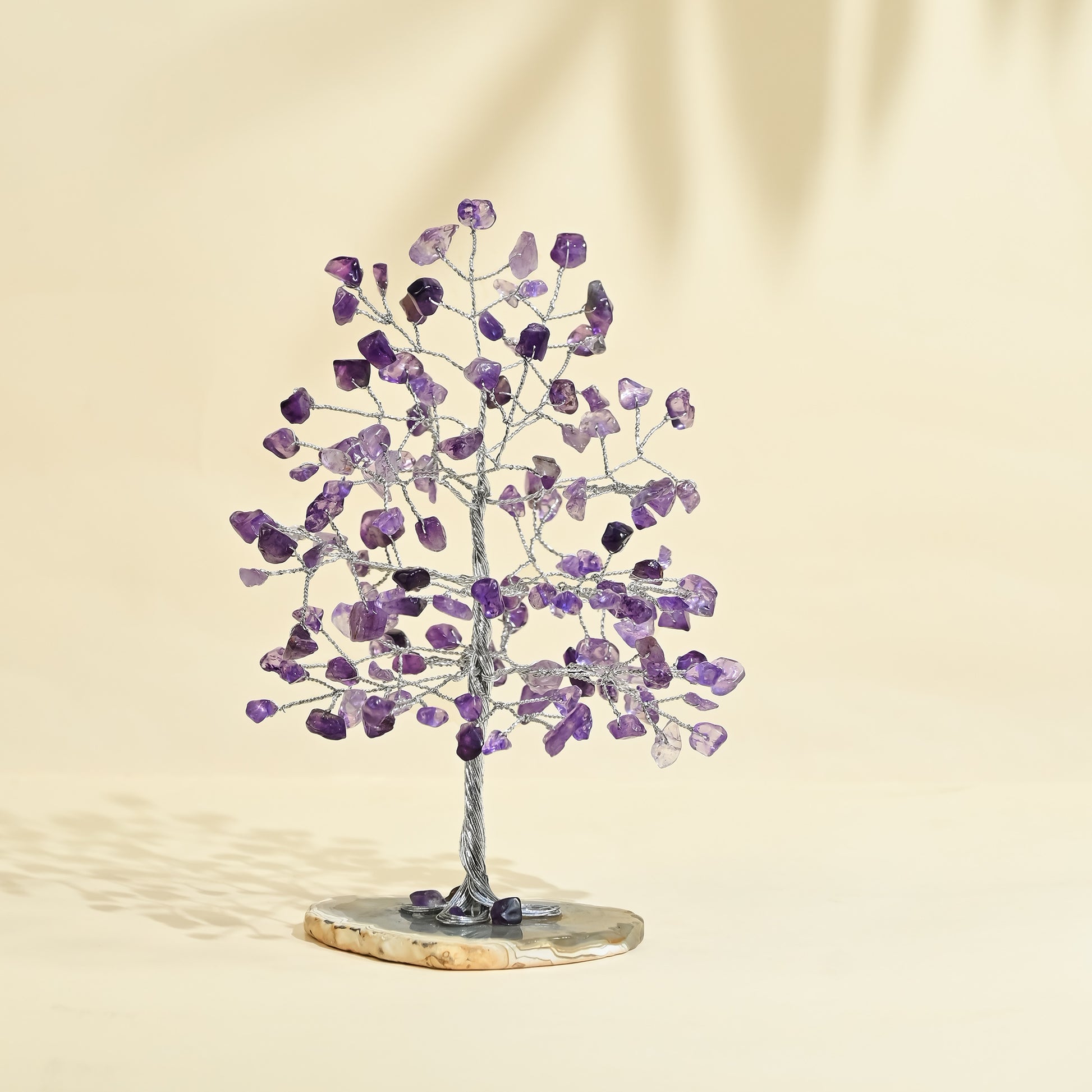 amethyst money tree Handmade Amethyst Money Tree with Agate Slice Base
