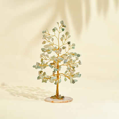 Green Jade Chakra Crystal Tree with Geode Agate Base -for Business Growth & Abundance