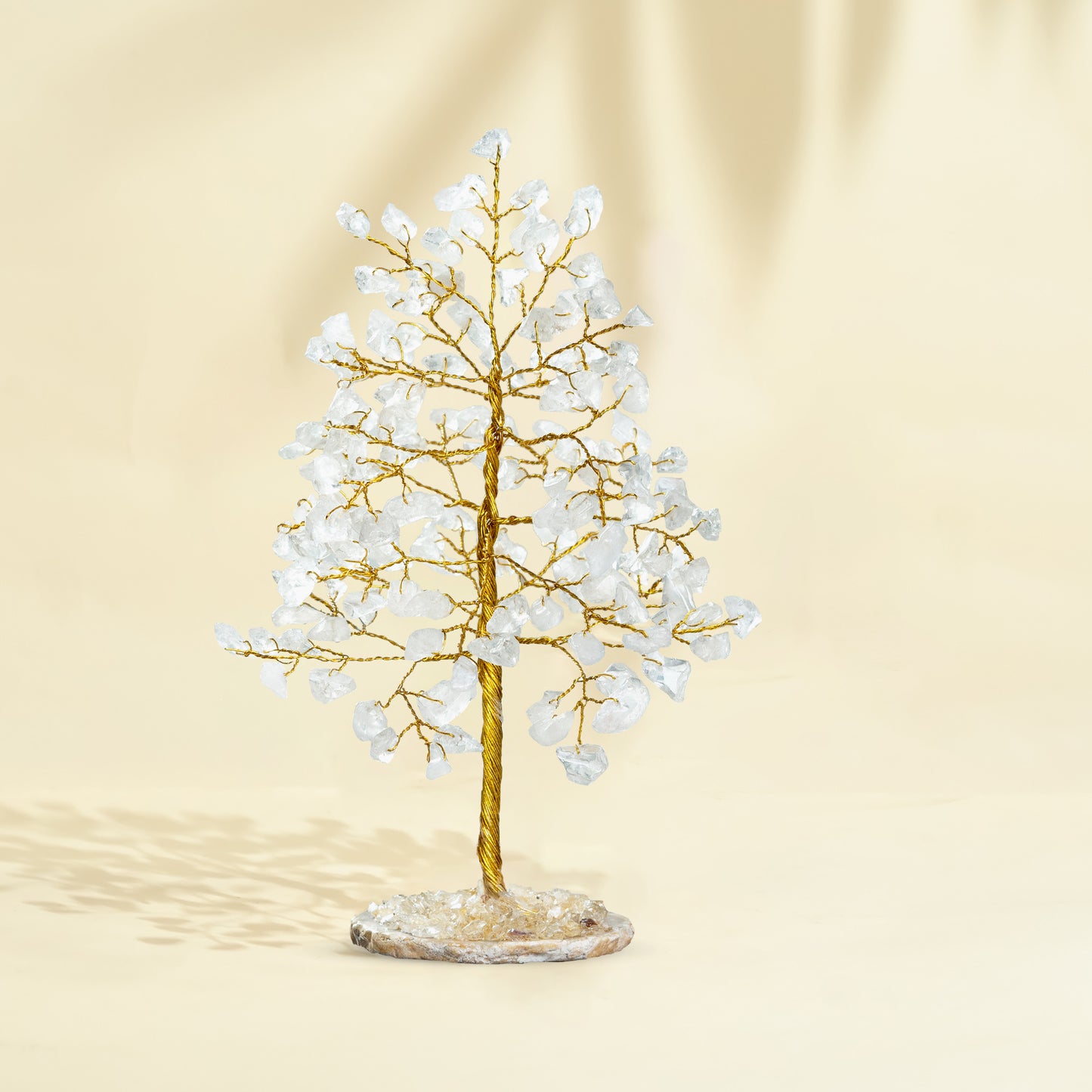 Clear Quartz Crystal Tree with Geode Agate Base – Good Luck Gift for Elegant Home Office Décor