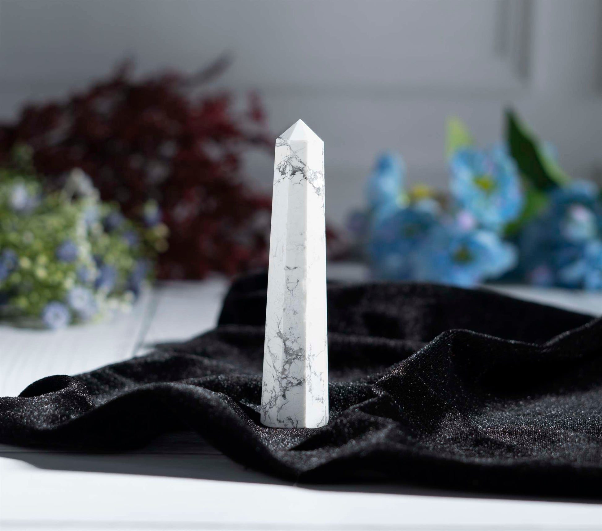 Howlite Healing Crystal Wand - For Manifestation, Massage, and Chakra Alignment - TheIndianHand 