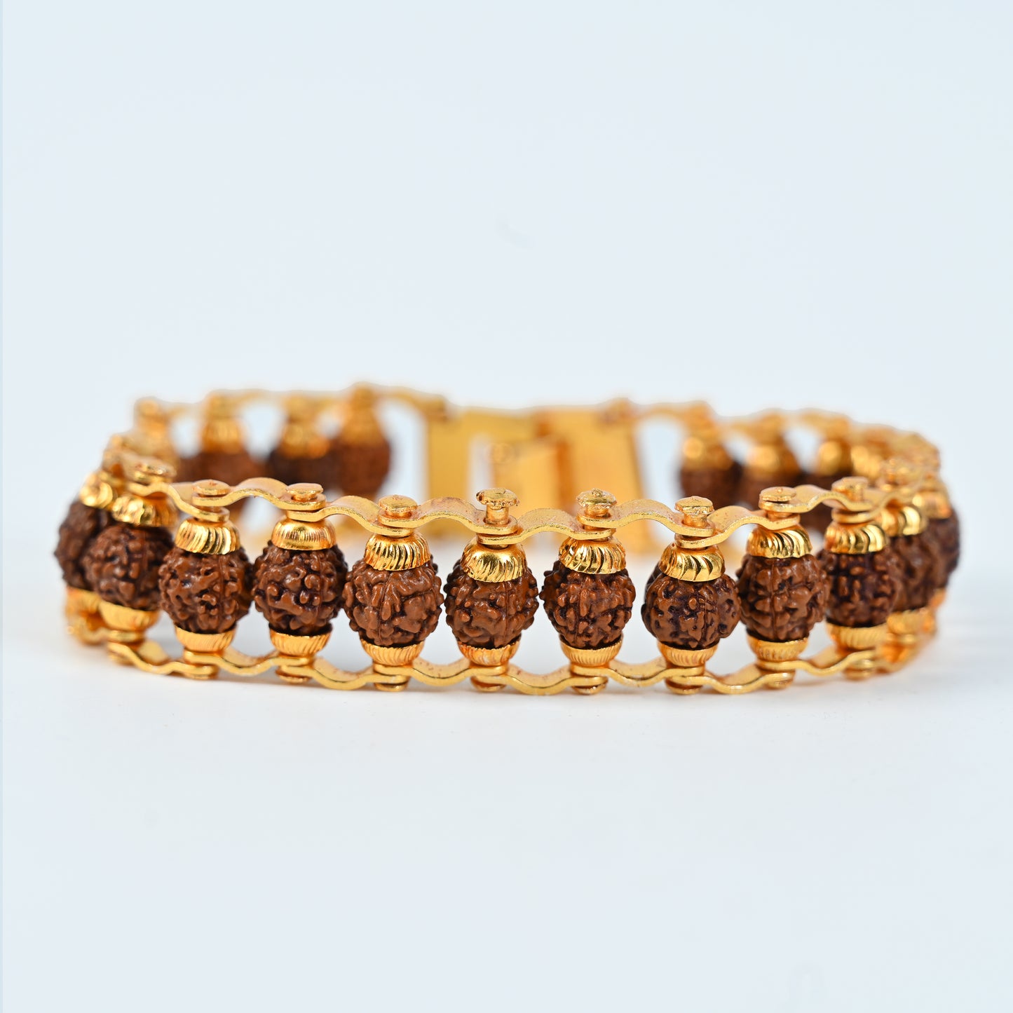 Gold Plated Modern Rudraksha Bracelet | Authenticity Certificate | Bracelet for Medidation and Prayers | Unisex Design for Men and Women
