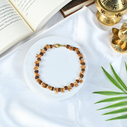 Golden Rudraksha Bracelet for Women – 5 Mukhi 20 Beads for Meditation & Spiritual Healing