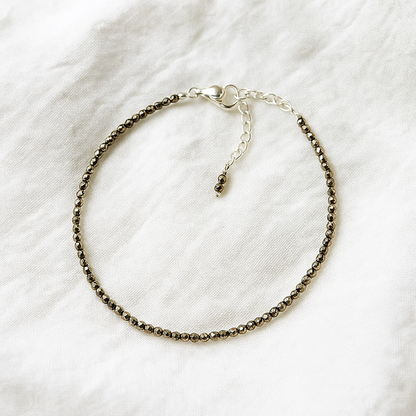 Pyrite Anklet for Wealth & Protection | Golden Pyrite Crystal Anklet for Good Luck & Confidence