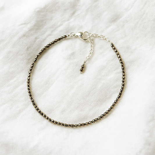 Pyrite Anklet for Wealth & Protection | Golden Pyrite Crystal Anklet for Good Luck & Confidence