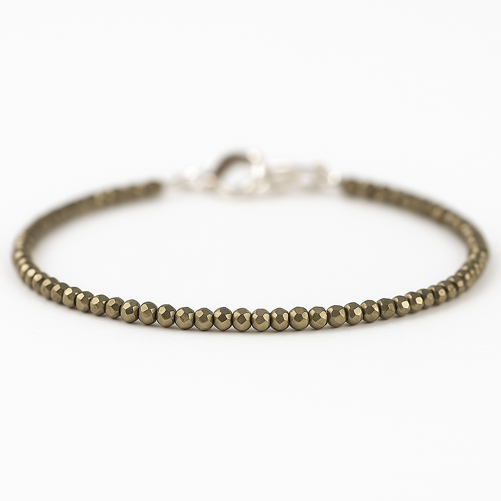 Pyrite Anklet for Wealth & Protection | Golden Pyrite Crystal Anklet for Good Luck & Confidence