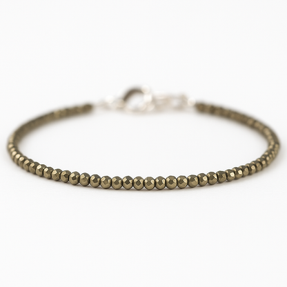 Pyrite Anklet for Wealth & Protection | Golden Pyrite Crystal Anklet for Good Luck & Confidence