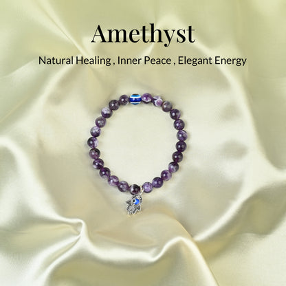 Amethyst Crystal Healing Bracelet – For Calmness, Peace & Spiritual Energy