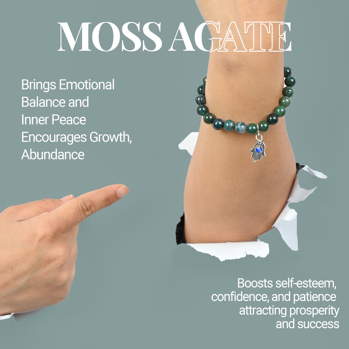Moss Agate Healing Bracelet – Attract Success, Peace & Emotional Healing