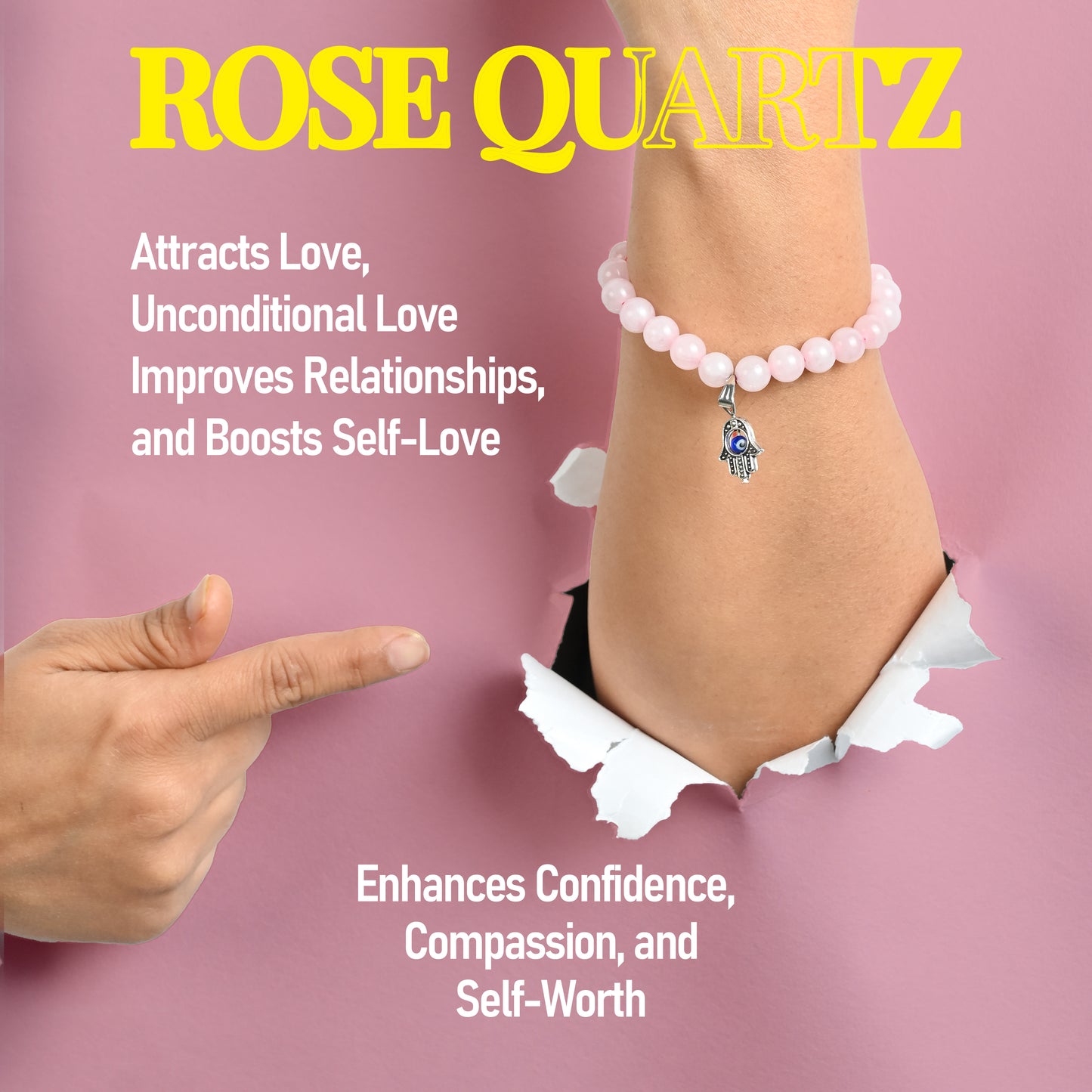 Rose Quartz Healing Bracelet – Attract Unconditional Love & Positive Energy