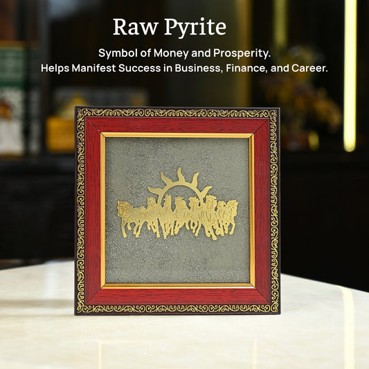 7 Horses Pyrite Frame – Vastu Wall Frame for Wealth, Prosperity & Success