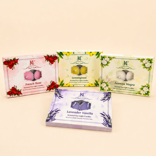 Premium Freshness Combo Candle – Pack of 48 (4 Packs × 12 Each | Mogra, Jasmine, Rose, Green Grass)