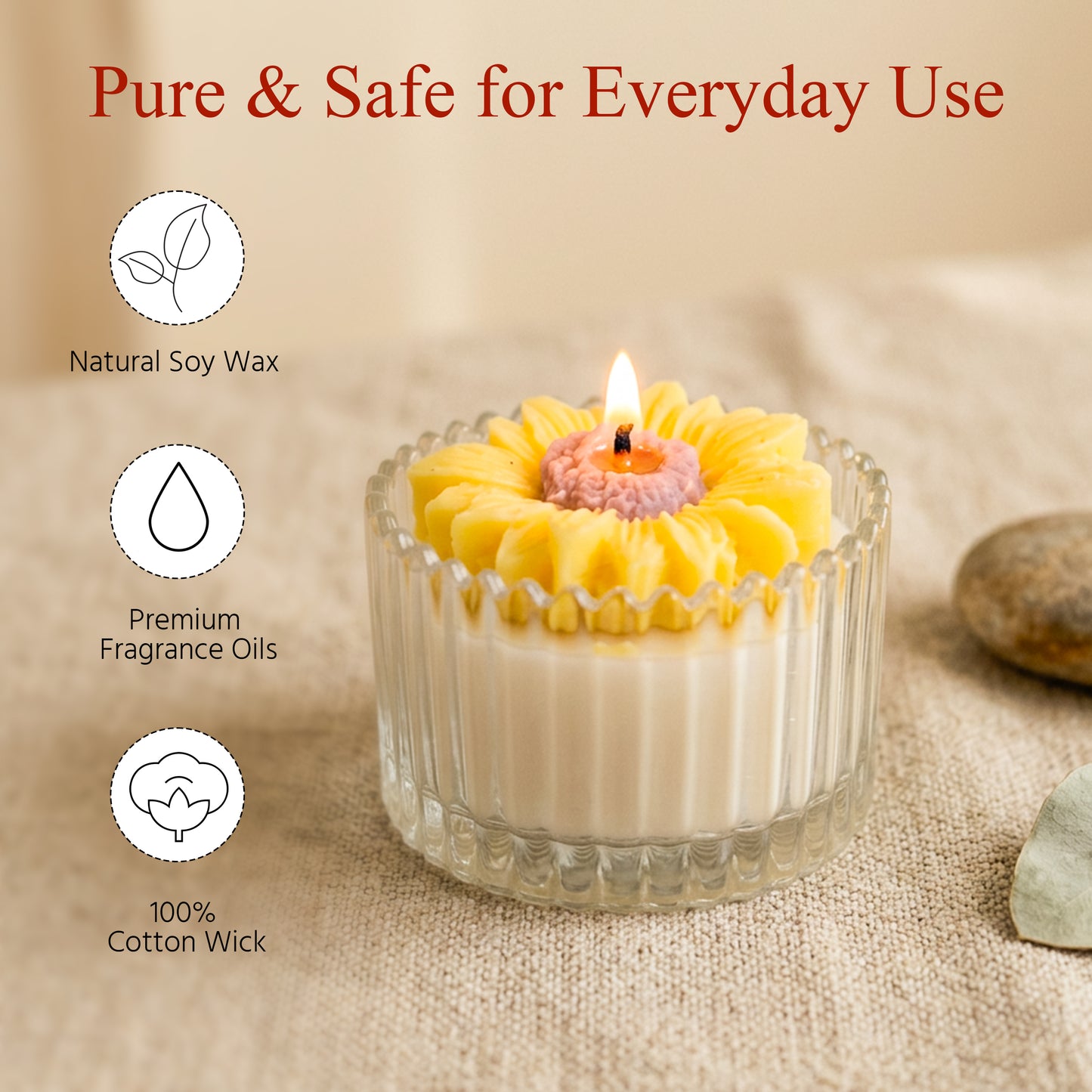 Sunflower Candle – Decorative Scented Candle for Home Décor (2 pcs)